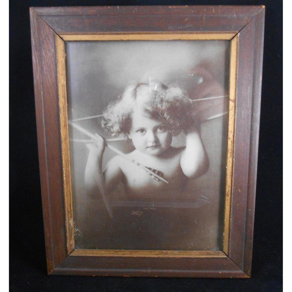 Vintage CUPID AWAKE M.B. PARKINSON 1897 Art Nouveau 9.5”x7.5” Wood Framed Print